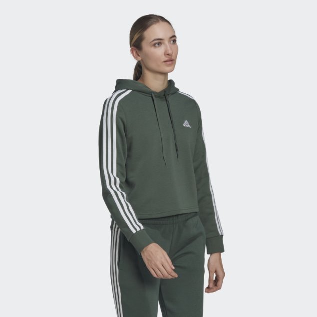 Sudadera Con Capucha Verde óxido Adidas Essentials 3 Rayas