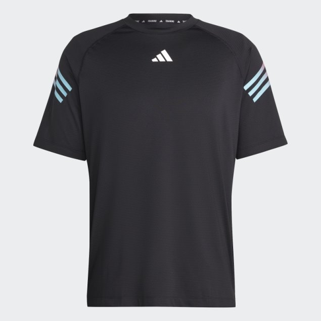Camiseta Negra De Entrenamiento Con 3 Rayas De Iconos De Tren Adidas