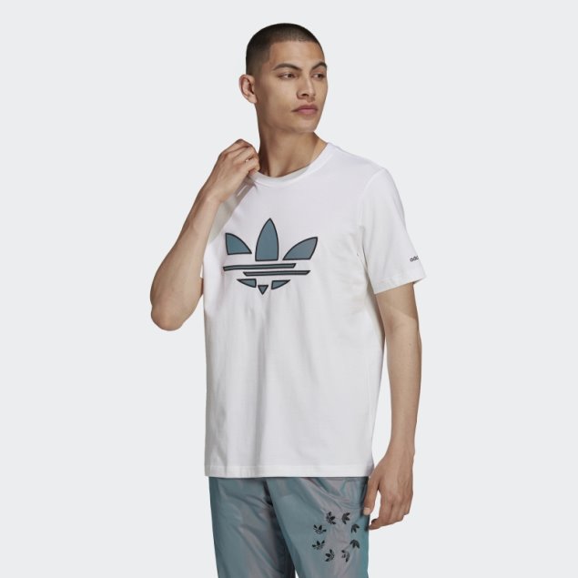 Adidas Camiseta Blanca Adicolor Con Trébol Destrozado