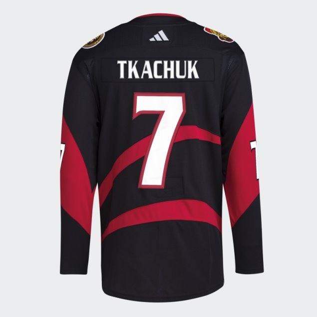 Senadores Tkachuk Auténtico Reverso Retro Wordmark Jersey Adidas Negro