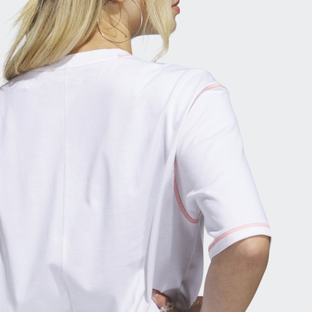 Adidas Camiseta Blanca Con Bolsillo Boyfriend Sport Statement