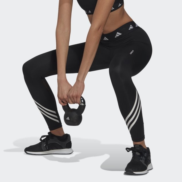 Leggings Negros Techfit Con 3 Rayas Adidas Fashion