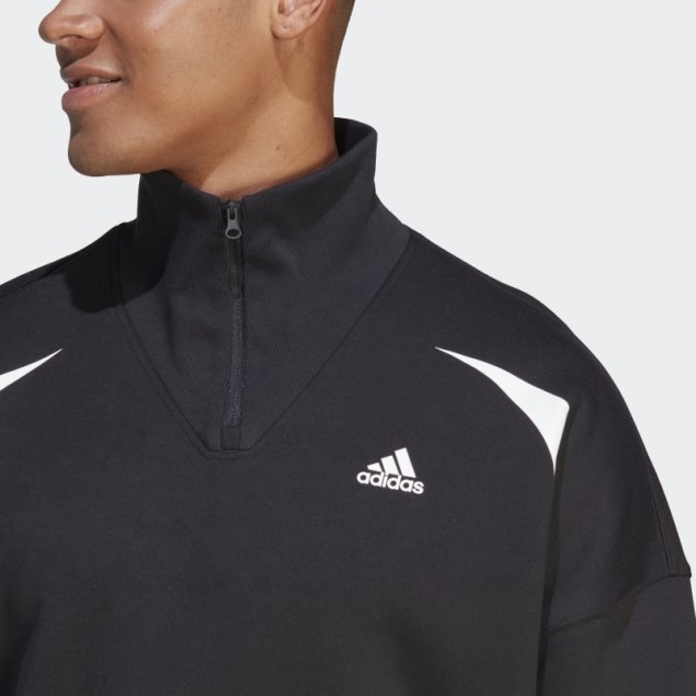 Adidas Colorblock Quarter Zip Sudadera Blanco Elegante