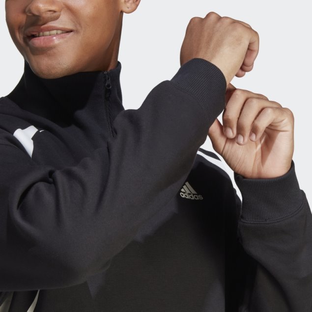 Adidas Colorblock Quarter Zip Sudadera Blanco Elegante