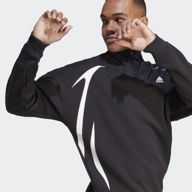 Adidas Colorblock Quarter Zip Sudadera Blanco Elegante