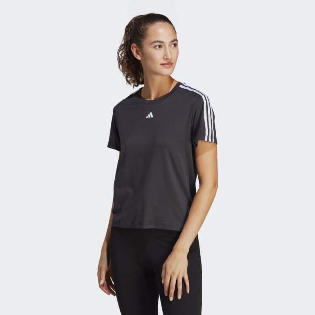 Adidas Aeroready Train Essentials Camiseta Negra Con 3 Rayas