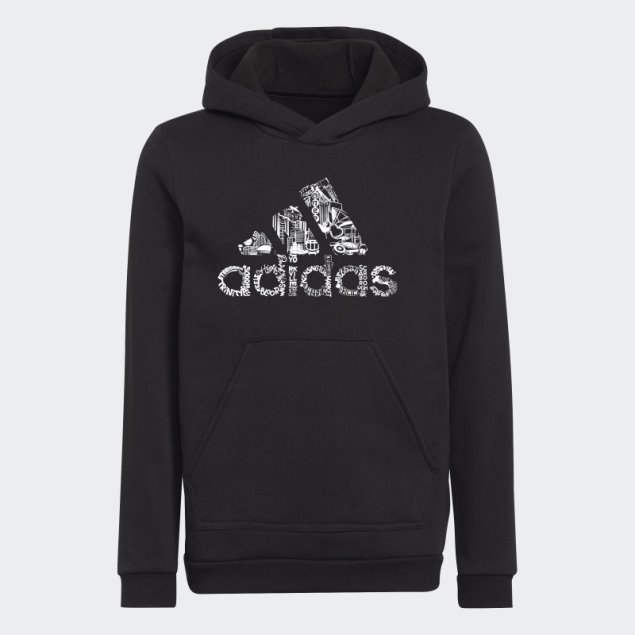 Sudadera Con Capucha Negra Adidas Badge Of Sport Para Niños