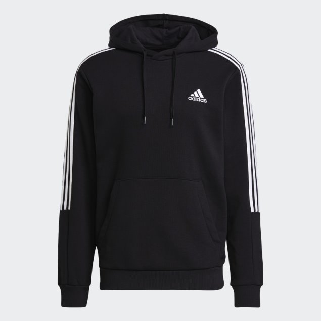 Sudadera Con Capucha Y 3 Rayas De Corte Polar Essentials Negro Adidas