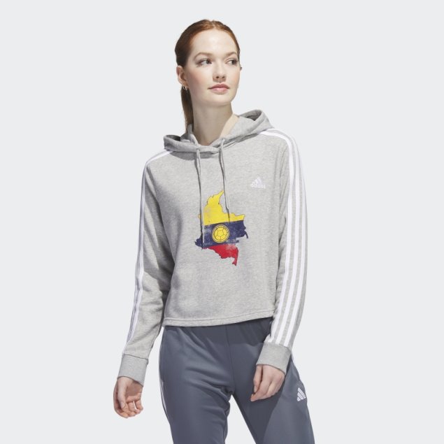 Sudadera Colombia Cropped Adidas Gris