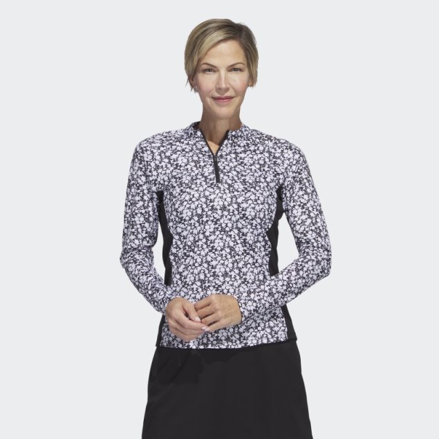 Adidas Ultimate365 Polo De Golf Estampado Con Cremallera De 1/4 Y Cuello Alzado