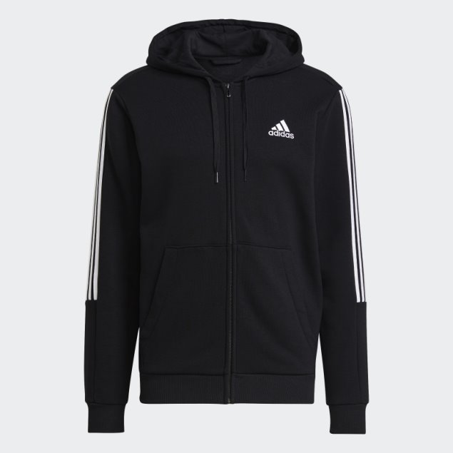 Chaqueta De Chándal Essentials Con 3 Bandas De Corte Polar Negro Adidas