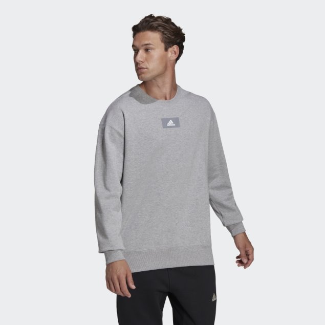 Adidas Essentials Feelvivid Sudadera Con Hombros Caídos Gris Medio