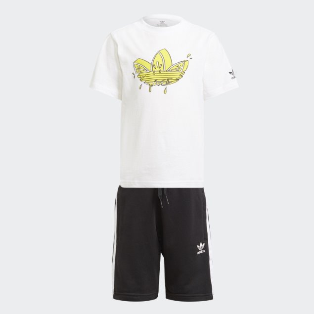 Adidas Graphic Trefoil Shorts Tee Conjunto Blanco
