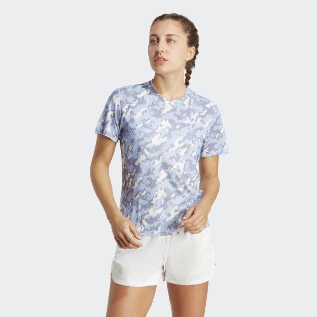 Camiseta De Running Con Camuflaje Adidas Own The Run Azul Del Amanecer