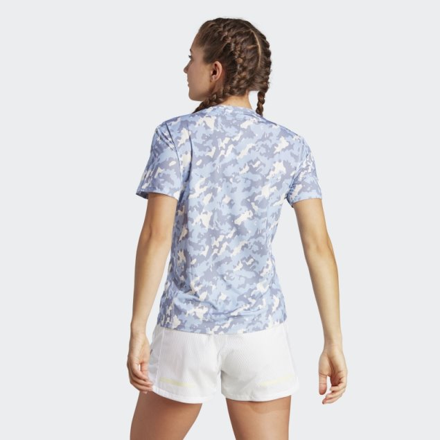 Camiseta Adidas Own The Run Camo Running Azul Amanecer
