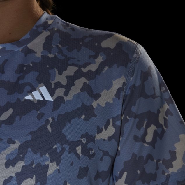 Camiseta Adidas Own The Run Camo Running Azul Amanecer