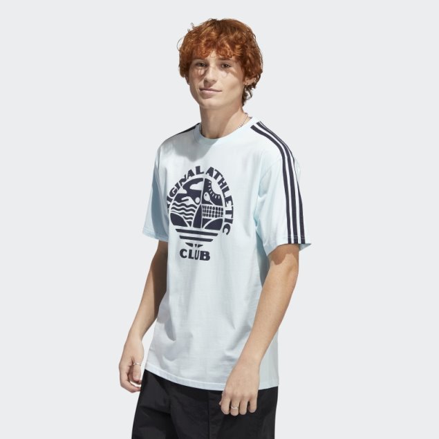 Camiseta Adidas Original Athletic Club 3 Rayas Azul