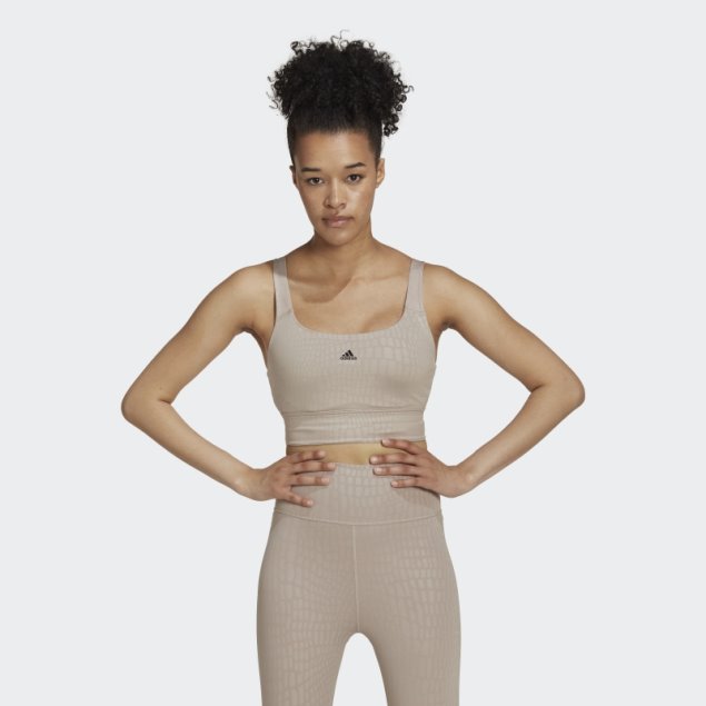 Sujetador Largo Powerimpact Training De Sujeción Media Beige Adidas