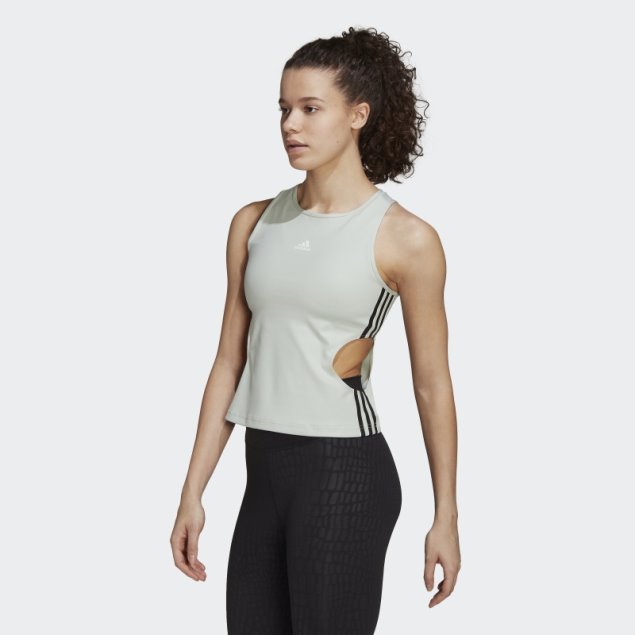 Camiseta Sin Mangas Ajustada Hyperglam Con Detalle Recortado Verde Adidas