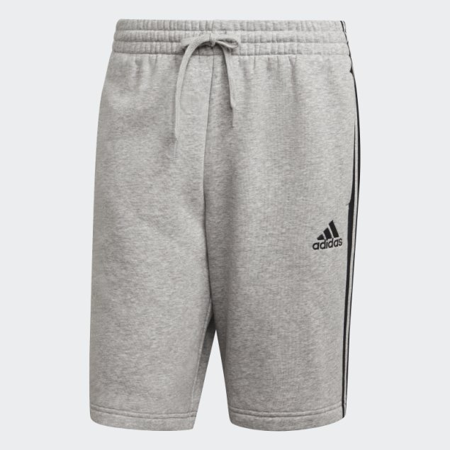 Pantalón Corto Adidas Essentials Fleece 3 Rayas Gris Medio