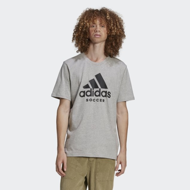 Camiseta Con Logo De Fútbol Adidas Gris Medio