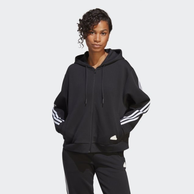 Adidas Sudadera Con Capucha Y Cremallera Completa De 3 Rayas Future Icons En Negro