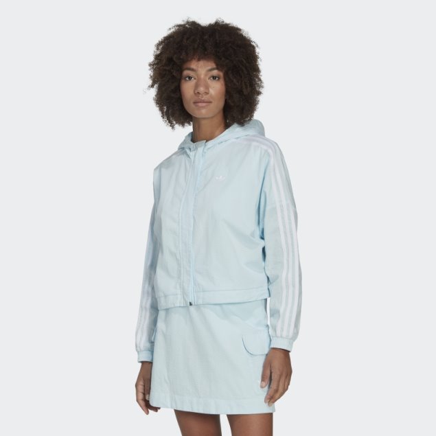 Adidas Adicolor Classics Poplin Chaqueta De Chándal Con Capucha Azul