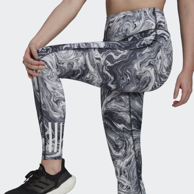 Mallas De Entrenamiento De Tiro Alto Con Estampado De Mármol Hyperglam Aeroready Multicolor Adidas