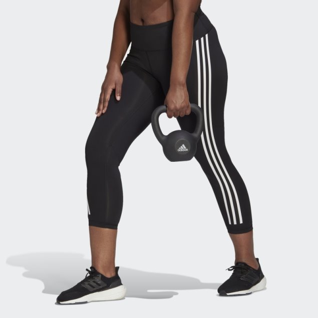Leggings Adidas Negros Optime Trainicons 3 Rayas 7/8 (talla Grande)