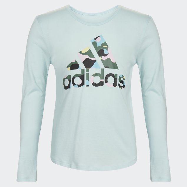 Camiseta Azul De Manga Larga Con Cuello Redondo 23 Adidas