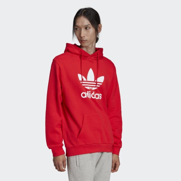 Adidas Sudadera Con Capucha Roja Adicolor Classics Trefoil