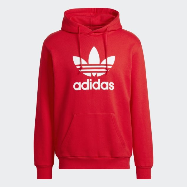 Adidas Sudadera Con Capucha Roja Adicolor Classics Trefoil