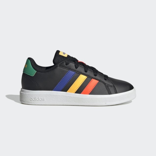 Negro Adidas Grand Court Lifestyle Zapatos De Tenis Con Cordones