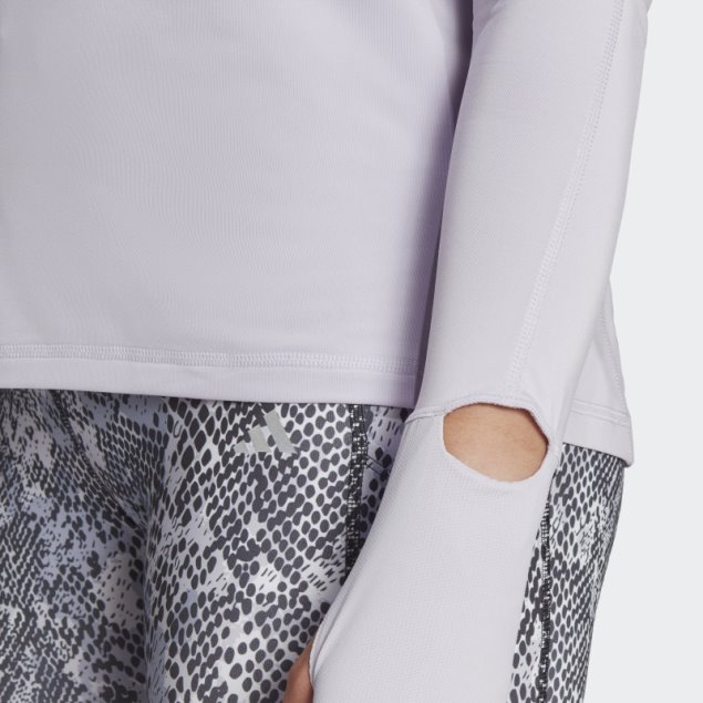 Adidas Camiseta De Manga Larga Con Media Cremallera De Carrera Rápida Plata Amanecer Moda