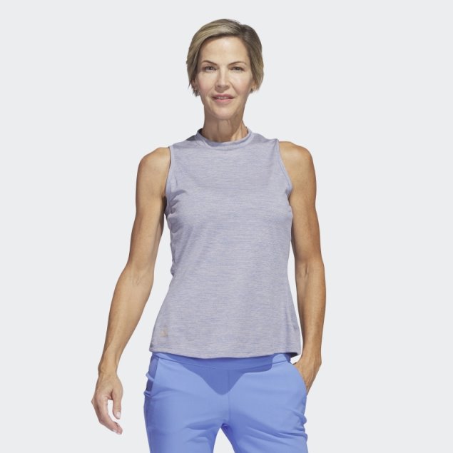 Polo De Golf Azul Sin Mangas Con Cuello Alto Jaspeado Essentials De Adidas