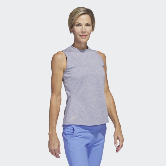 Polo De Golf Sin Mangas Con Cuello Alto Jaspeado Essentials Adidas Azul