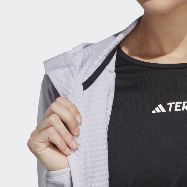 Adidas Terrex Tech Flooce Light Chaqueta De Senderismo Con Capucha Plata Amanecer