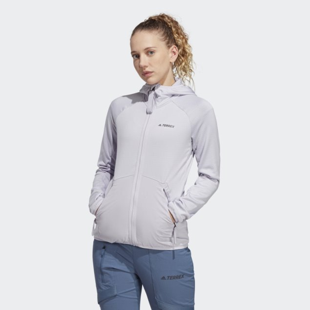 Adidas Terrex Tech Flooce Light Chaqueta De Senderismo Con Capucha Plateada