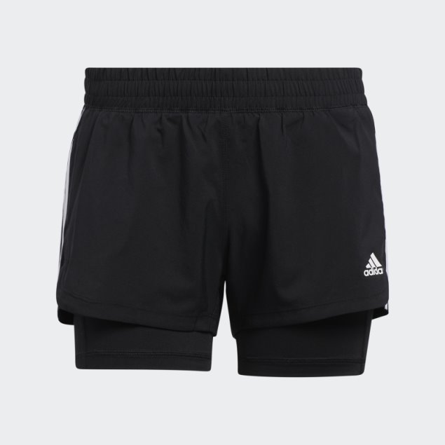 Negro Adidas Pacer 3-stripes Knit Shorts Dos En Uno