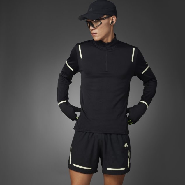 Adidas X-city Reflect At Night Camiseta Negra De Manga Larga Con Media Cremallera