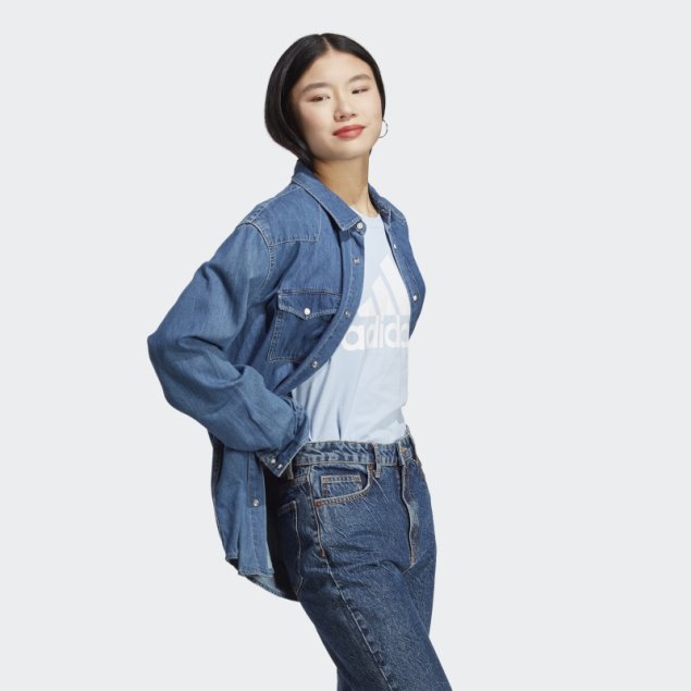 Camiseta Adidas Essentials Logo Azul Amanecer