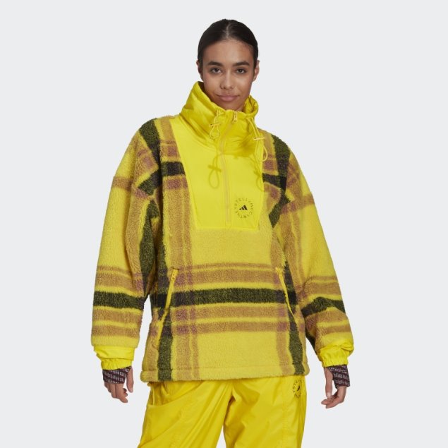 Adidas By Stella Mccartney Fleece Jacquard Chaqueta De Invierno Amarillo Caliente
