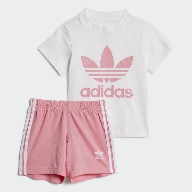 Conjunto De Camisetas Y Pantalones Cortos De Trébol Adidas Blanco