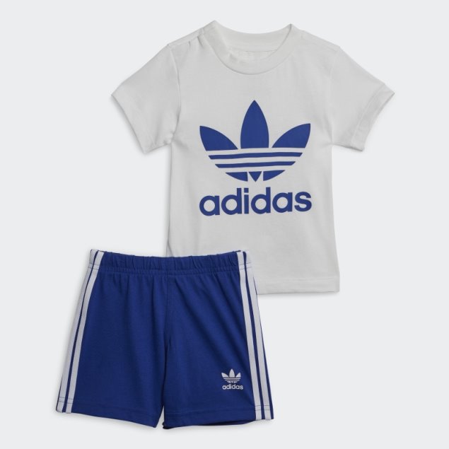 Conjunto De Camiseta Azul Con Trébol De Adidas