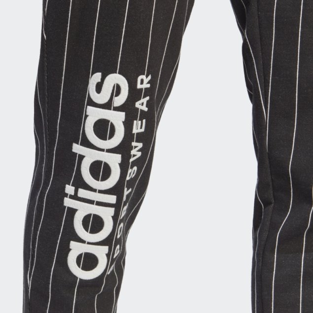 Joggers De Forro Polar Con Rayas Finas Adidas Negro