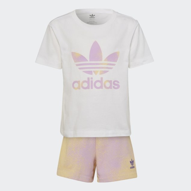 Conjunto De Camiseta Y Pantalón Corto Con Logo Gráfico Adidas Blanco