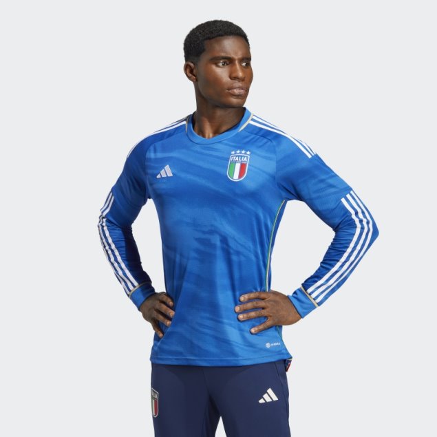 Camiseta Azul Italia 2023 Primera Equipación Manga Larga Adidas