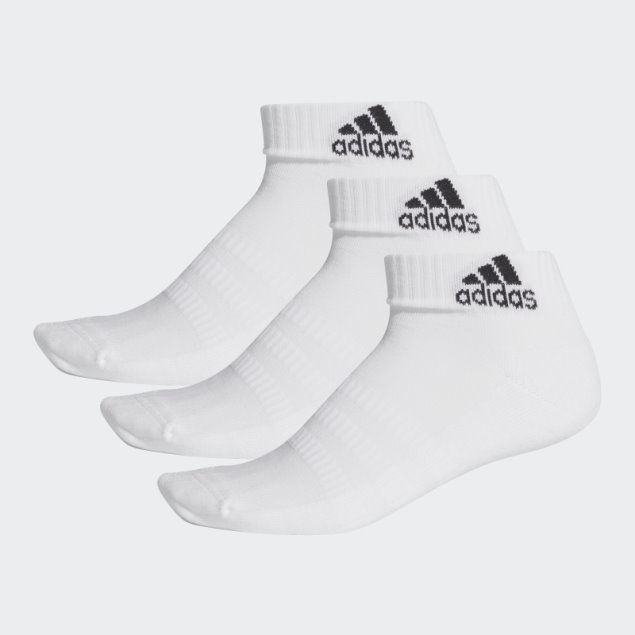Calcetines Tobilleros Acolchados Adidas Blancos - 3 Pares