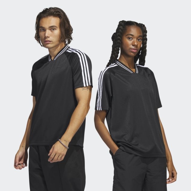 Adidas Camiseta Negra De Espiga (sin Género)