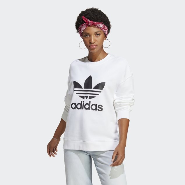 Sudadera Blanca Adidas Trefoil Crew